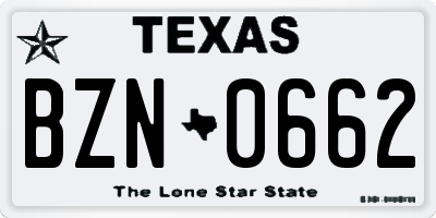 TX license plate BZN0662