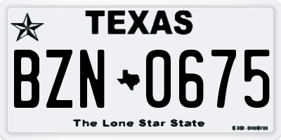 TX license plate BZN0675