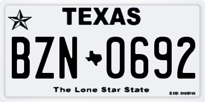 TX license plate BZN0692
