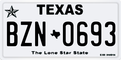 TX license plate BZN0693
