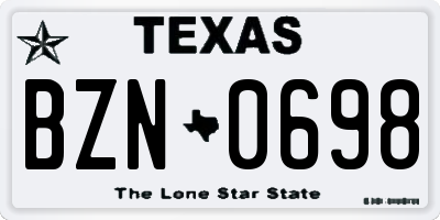 TX license plate BZN0698
