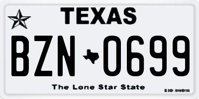 TX license plate BZN0699