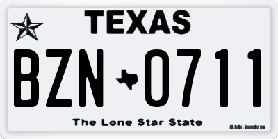 TX license plate BZN0711