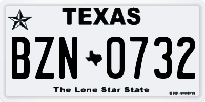 TX license plate BZN0732