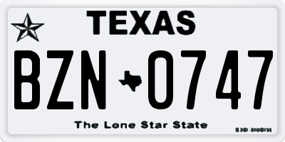 TX license plate BZN0747