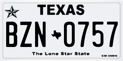 TX license plate BZN0757