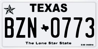 TX license plate BZN0773