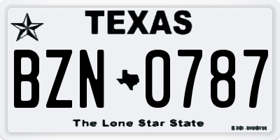 TX license plate BZN0787