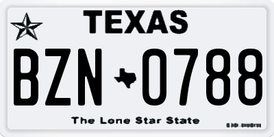 TX license plate BZN0788