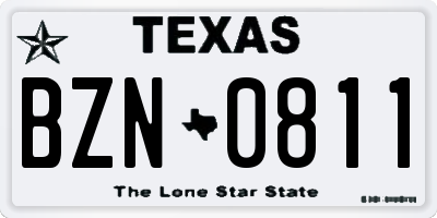 TX license plate BZN0811