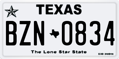 TX license plate BZN0834