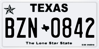 TX license plate BZN0842