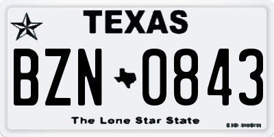 TX license plate BZN0843
