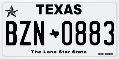 TX license plate BZN0883