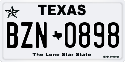 TX license plate BZN0898