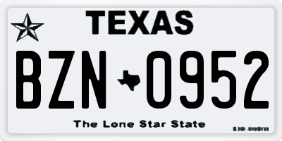 TX license plate BZN0952