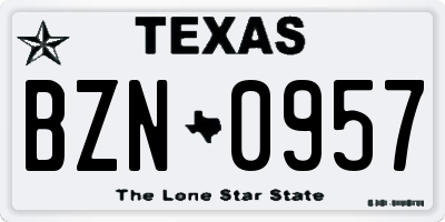 TX license plate BZN0957
