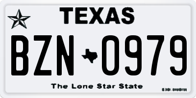 TX license plate BZN0979