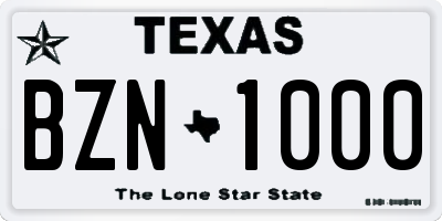 TX license plate BZN1000
