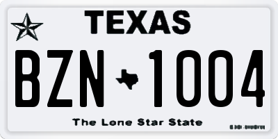 TX license plate BZN1004