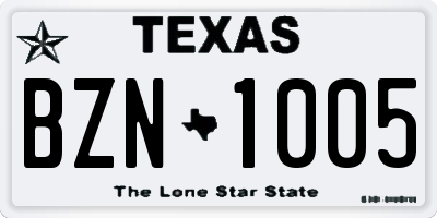 TX license plate BZN1005