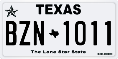 TX license plate BZN1011