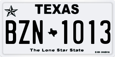 TX license plate BZN1013