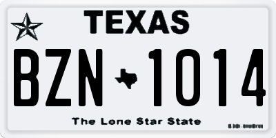 TX license plate BZN1014