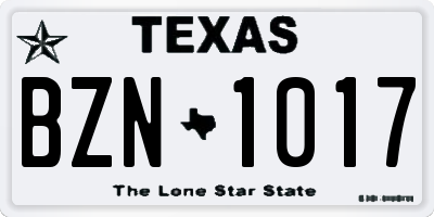 TX license plate BZN1017