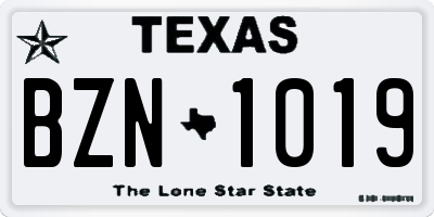 TX license plate BZN1019