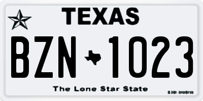 TX license plate BZN1023