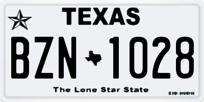 TX license plate BZN1028