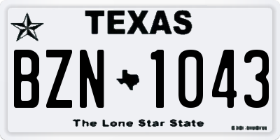 TX license plate BZN1043