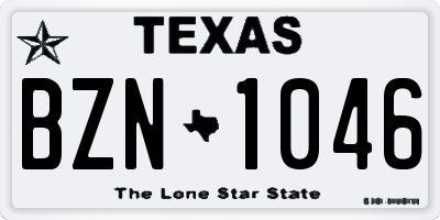 TX license plate BZN1046