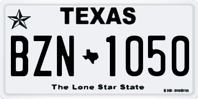 TX license plate BZN1050