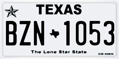 TX license plate BZN1053