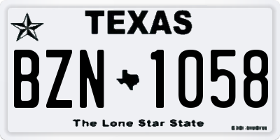 TX license plate BZN1058