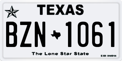 TX license plate BZN1061