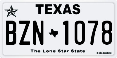 TX license plate BZN1078