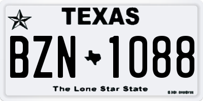 TX license plate BZN1088