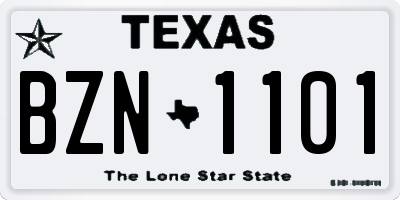TX license plate BZN1101
