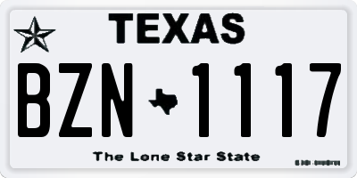 TX license plate BZN1117