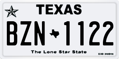 TX license plate BZN1122