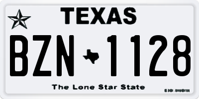 TX license plate BZN1128