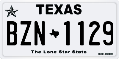 TX license plate BZN1129
