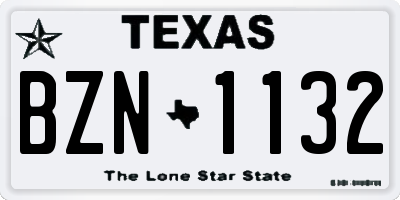 TX license plate BZN1132
