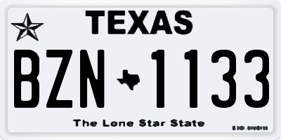 TX license plate BZN1133