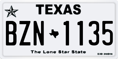 TX license plate BZN1135