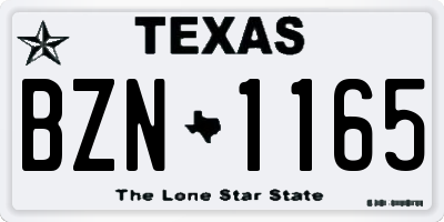 TX license plate BZN1165
