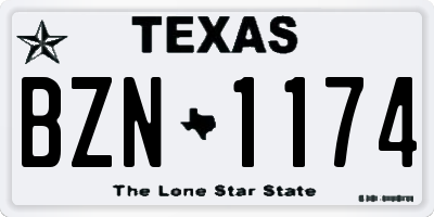TX license plate BZN1174